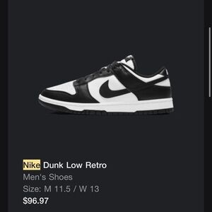Nike Dunk Low Retro Black White Sneakers